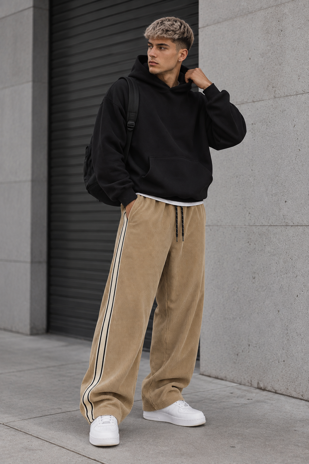 Pantalón de Pana Wide Leg con Rayas Laterales