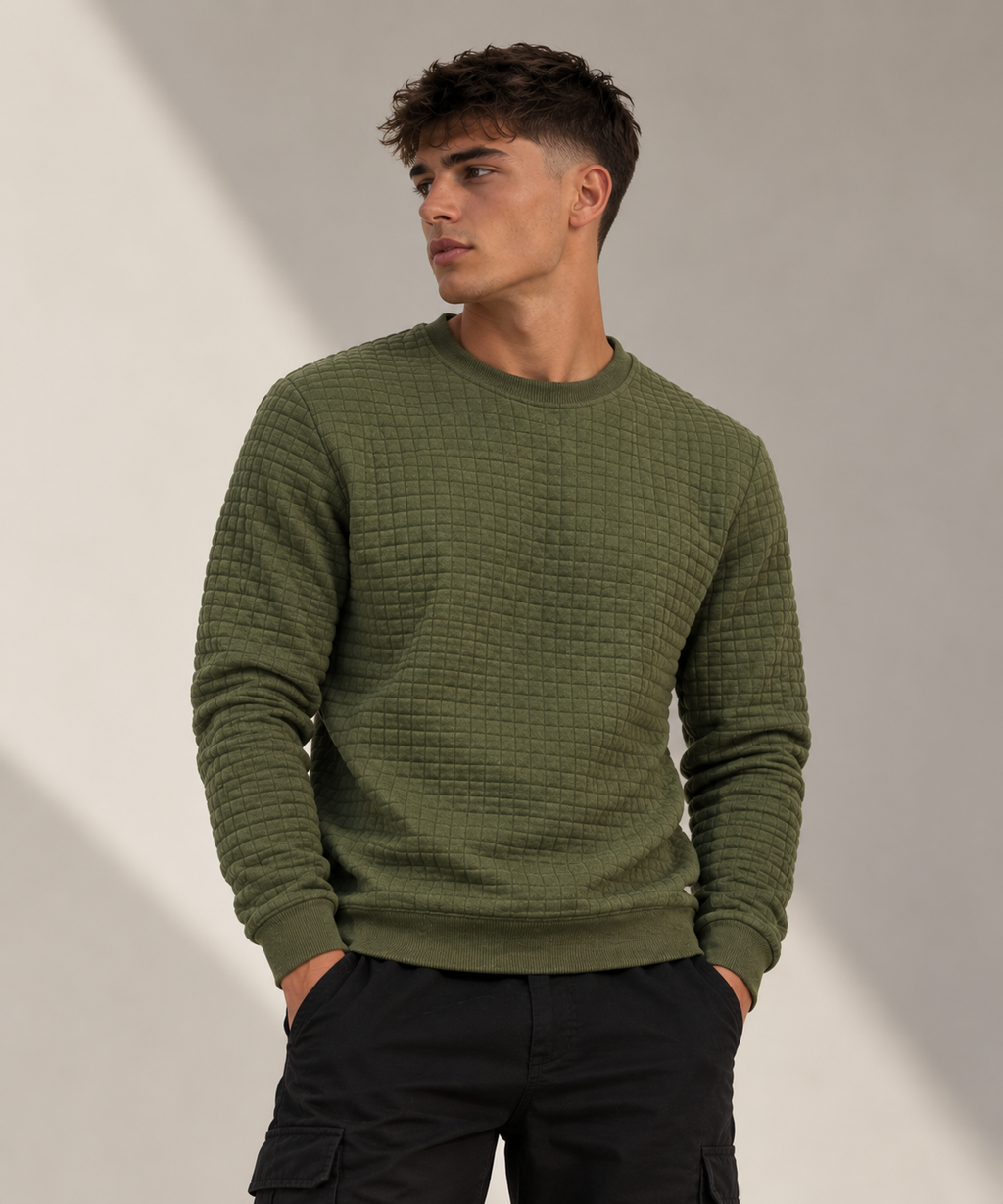 Sudadera Hombre Acolchada Slim Fit – Cuello Redondo